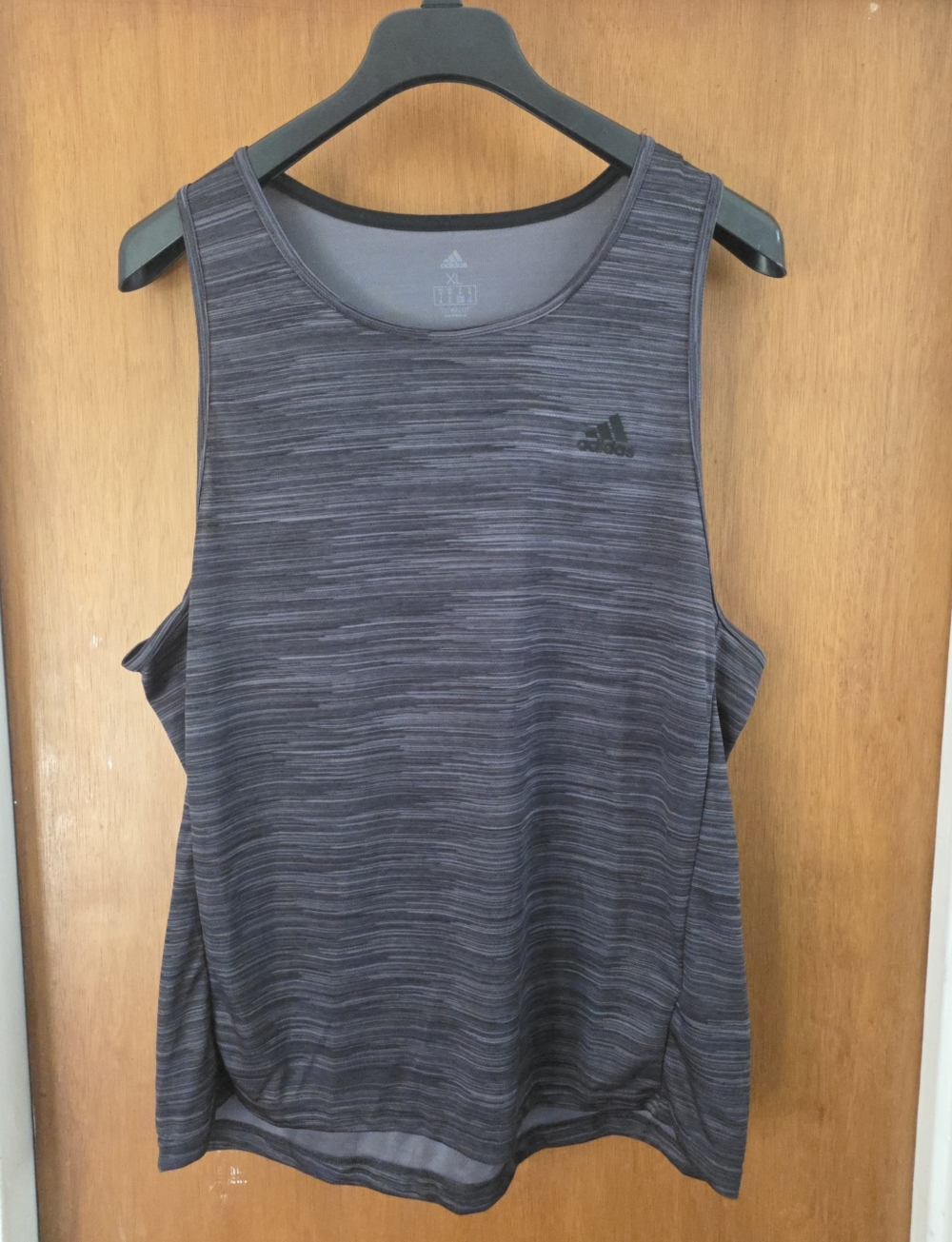 Men's Vintage adidas Men's Gray Striped Performance Tank XL Climate Gray